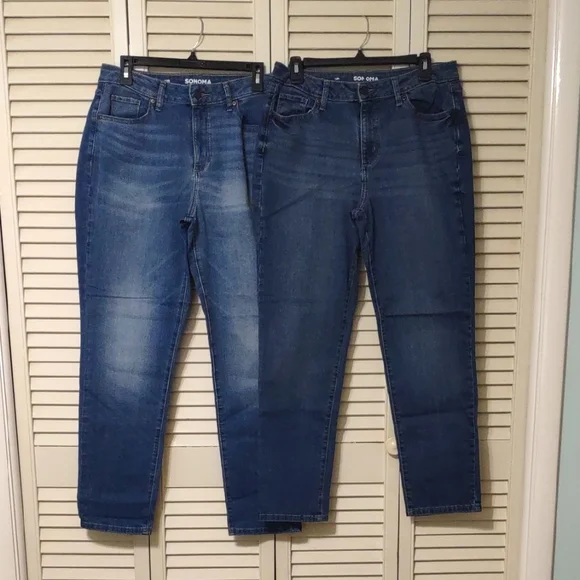 2 Pairs Sonoma Curvy Straight High Waist Jeans Size 12 - Picture 1 of 4
